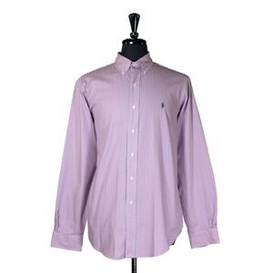 Ralph Lauren Purple Striped Casual Button Down Shirt